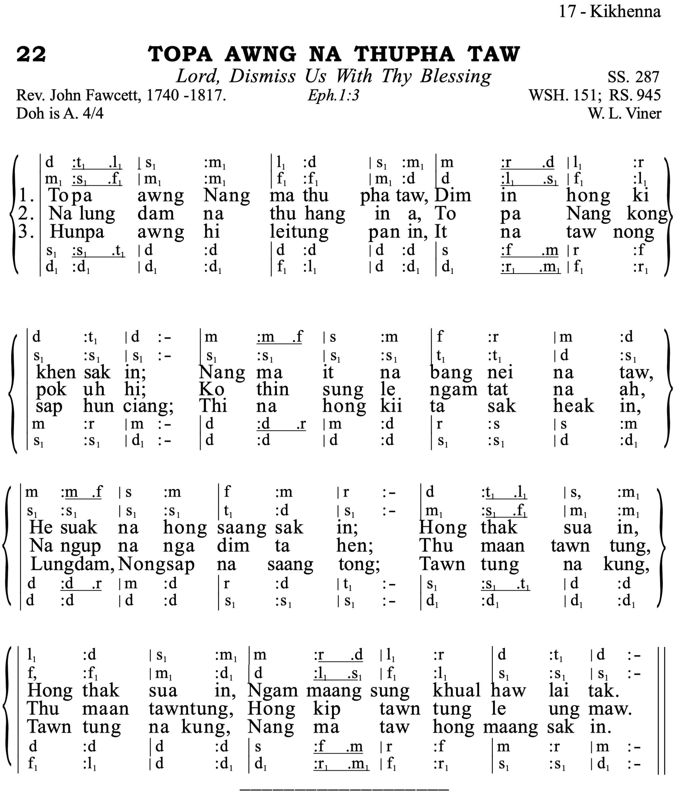 22 Topa Awng Na Thupha Taw - Siyin Hymn 1 22 Topa Awng Na Thupha Taw